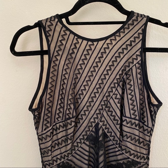 NWT Cache Nude Underlay Black Overlay HiNeck Dress - Picture 9 of 13